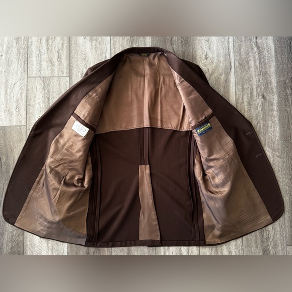 Vintage Prestige Western Suit Jacket & Vest 2pc Mens 46R Cowboy Rockabilly Brown - Picture 7 of 16